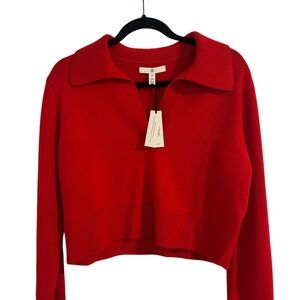 Banana Republic Red Collared V-Neck Sweater